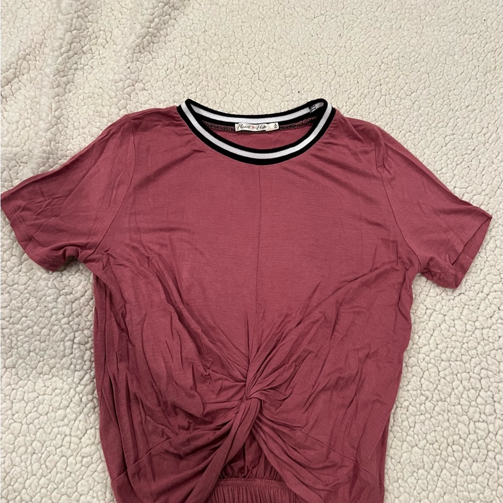 Women's Burgundy Top with Knot Detail